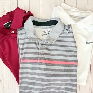 Nike Polo Shirt Trio - Burgundy, Gray, White
